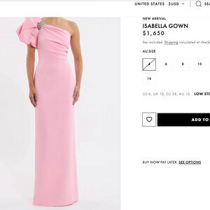 Rebecca Vallance Isabella Gown Size 6, currently being sold on website for $1650